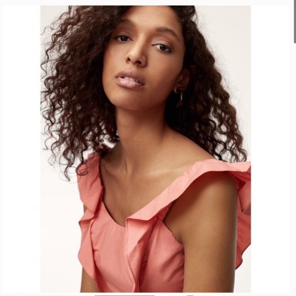 Aritzia Wilfred Sandrine Ruffle Poplin Cotton Crop Top - Picture 2 of 8